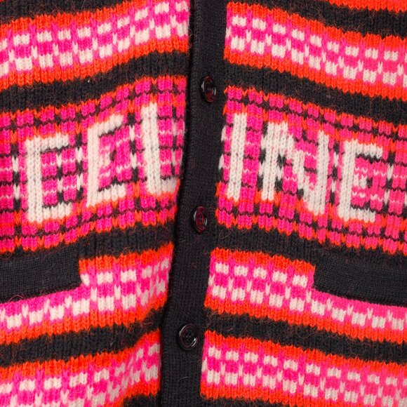 Celine Pink Striped Jacquard-Knit Wool Ski Cardigan - Picture 8 of 13